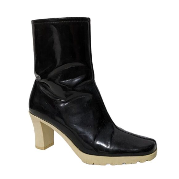 BANANA REPUBLIC Patent Faux Leather Colorblock Boots 7 - Picture 1 of 11